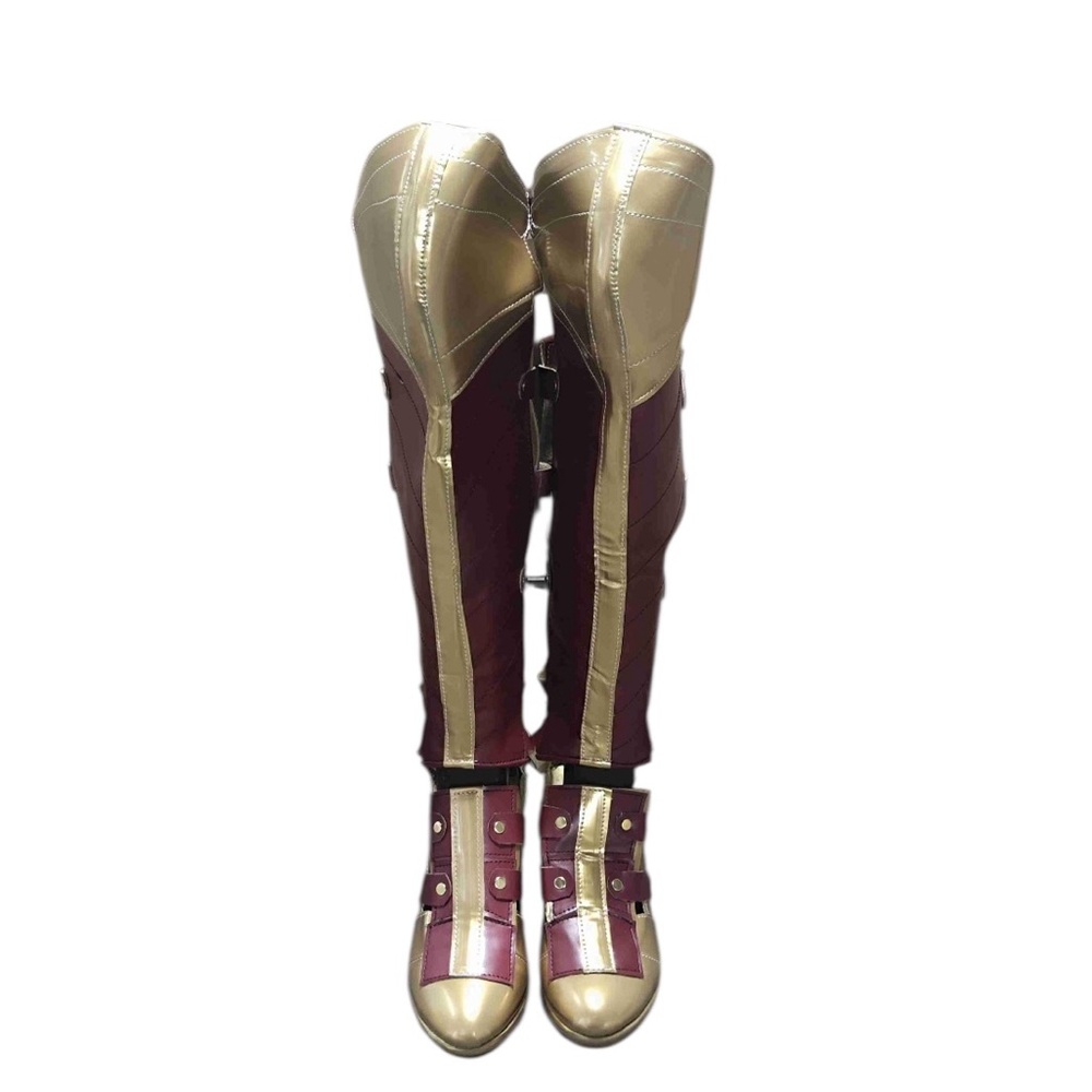Wonder Woman Diana Princess Red Cosplay Boots Heeled Boot burgundy Red  Gold 5.5